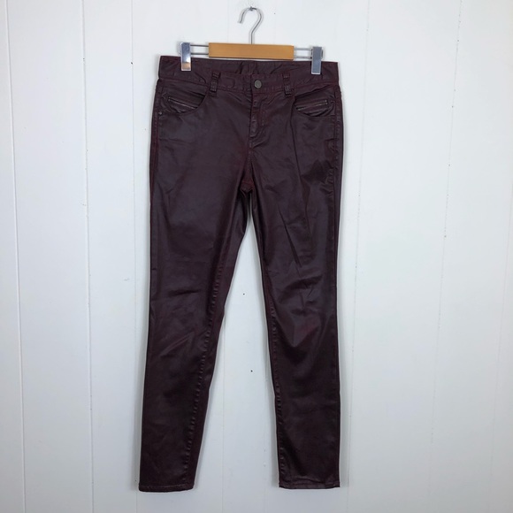 Armani Exchange Faux Leather Burgundy Pants Sz 4 - Picture 2 of 11
